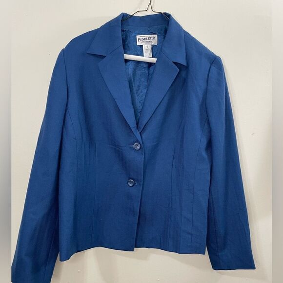 Pendleton 100% Wool Blue Blazer Size 12 Petite - Picture 1 of 4